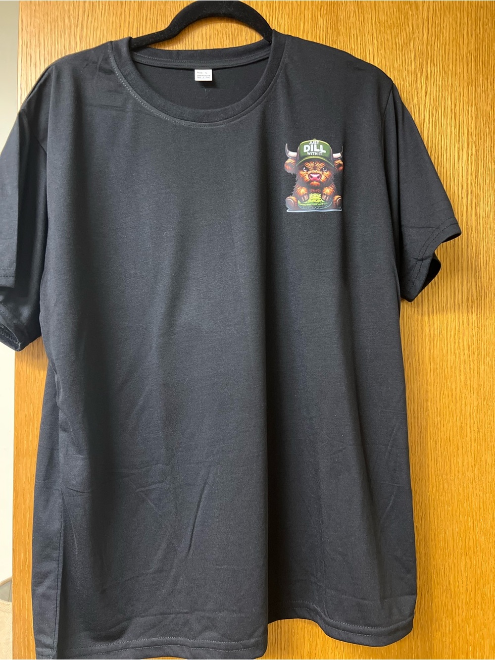 Black Graphic Tee with Small Chest Logo - Unbranded
